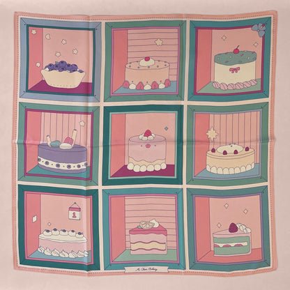 Cake Mulberry Silk Scarf - Kawaii Patisserie Print Hair & Neck Wrap