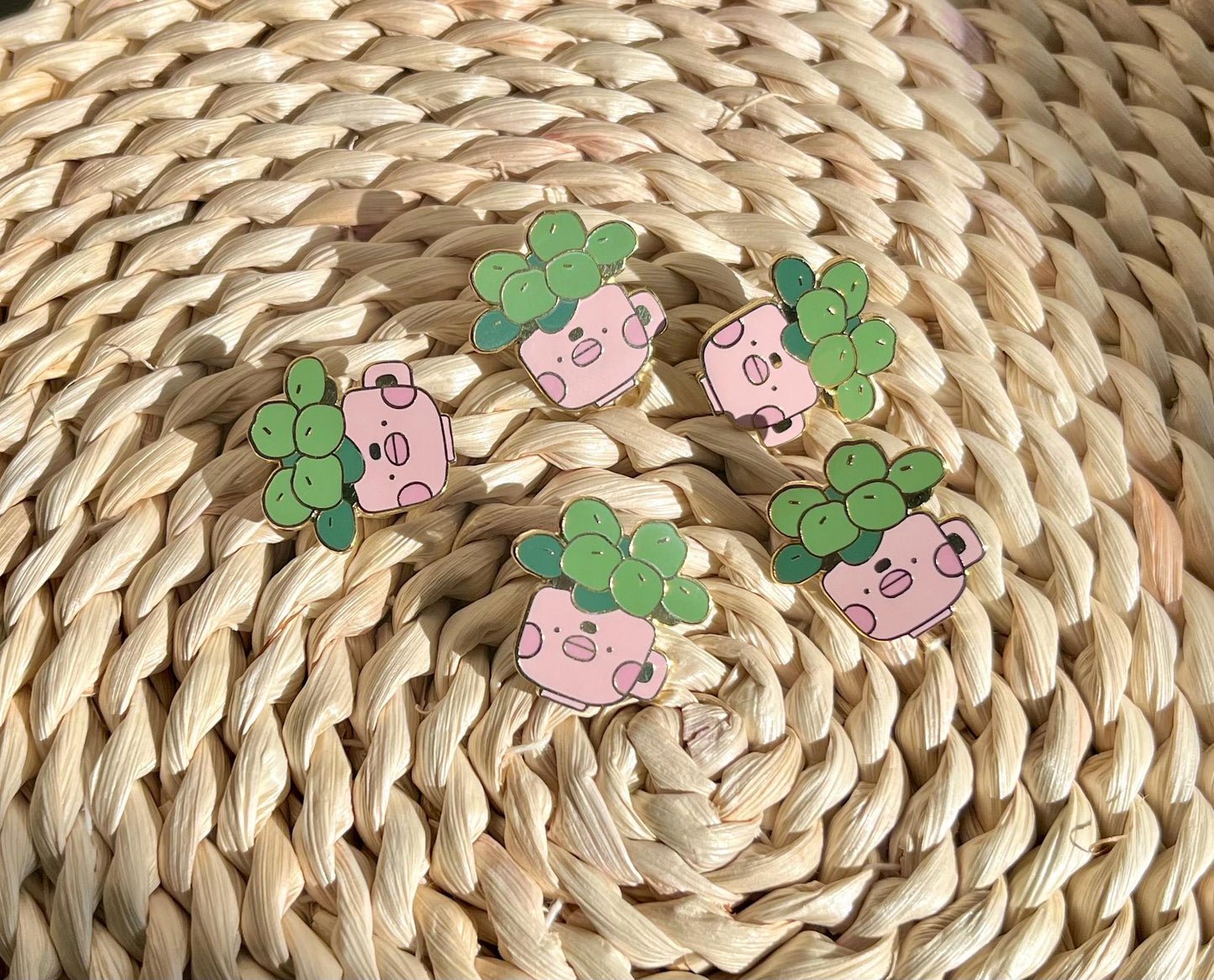 Kawaii Derpy Plant in Teacup Enamel Pin - Cute Succulent Lapel Pin