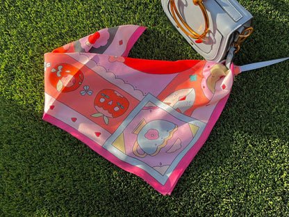 Alice in Wonderland Silk Scarf - Tea Party & Queen of Hearts Design