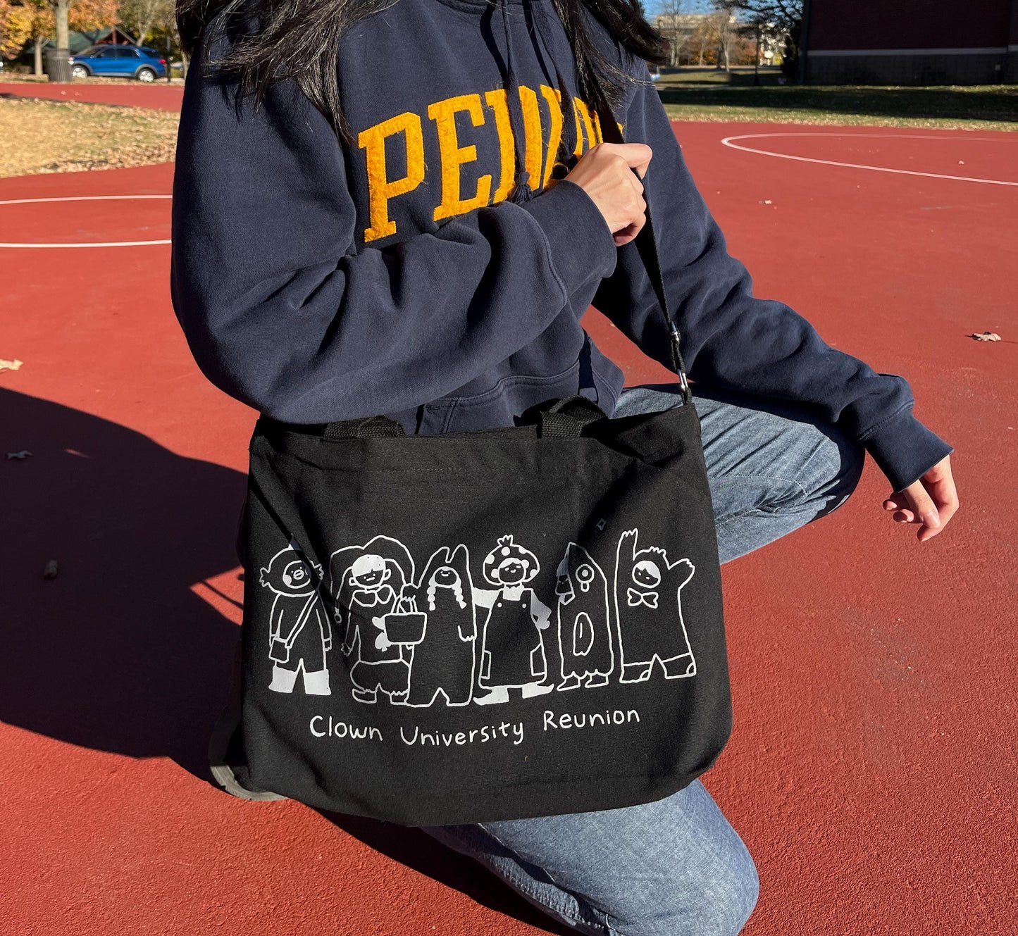 Clown University Messenger Bag - Kawaii Black Canvas Laptop Bag