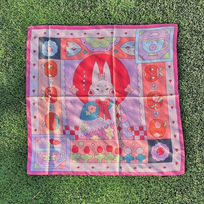 Alice in Wonderland Silk Scarf - Tea Party & Queen of Hearts Design